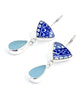 Blue & White Vintage Pottery with Light Aqua Sea Glass Double Drop Earrings
