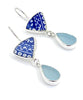 Blue & White Vintage Pottery with Light Aqua Sea Glass Double Drop Earrings