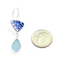 Blue & White Vintage Pottery with Light Aqua Sea Glass Double Drop Earrings
