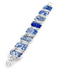 Blue & White Flower Vintage Pottery Double Link Shard Bracelet - 8
