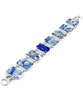 Blue & White Flower Vintage Pottery Double Link Shard Bracelet - 8
