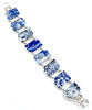 Blue & White Flower Vintage Pottery Double Link Shard Bracelet - 8