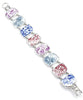 Blue, Grey, Purple & White Flower Vintage Pottery Double Link Shard Bracelet - 8