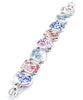 Blue, Grey, Purple & White Flower Vintage Pottery Double Link Shard Bracelet - 8