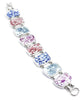 Blue, Grey, Purple & White Flower Vintage Pottery Double Link Shard Bracelet - 8