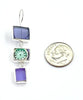Shades of Purple Stained Glass with Green & Purple Vintage Pottery Triple Drop Earrings