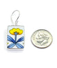 Modern Blue & Yellow Flower Vintage Pottery Rectangle Single Drop Earrings