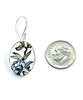 Black with Blue Flower Vintage Pottery Oval Single Drop Earrings