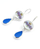 Blue & Purple Floral Vintage Pottery with Blue Sea Glass Double Drop Earrings