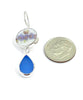 Blue & Purple Floral Vintage Pottery with Blue Sea Glass Double Drop Earrings