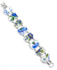 Various Blue Flowers Vintage Pottery Double Link Rectangle Bracelet - 7 3/4