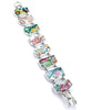 Bold Asian Floral Vintage Pottery Double Link Rectangle Bracelet - 7 1/2