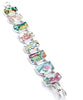Bold Asian Floral Vintage Pottery Double Link Rectangle Bracelet - 7 1/2