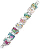 Bold Asian Floral Vintage Pottery Double Link Rectangle Bracelet - 7 1/2