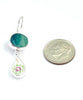 Green Stained Glass with Simple Flower Vintage Pottery Double Drop Earrings