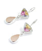 Flower Cluster Vintage Pottery with Pink Sea Glass Double Drop Earrings