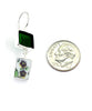 Dark Green Stained Glass with Simple Purple Flower Vintage Pottery Double Drop Earrings