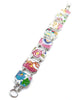 Bold Pink Floral Vintage Pottery Double Link Rectangle Bracelet - 8 1/2
