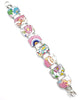 Bold Pink Floral Vintage Pottery Double Link Rectangle Bracelet - 8 1/2