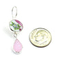 Blue & Yellow Flower Vintage Pottery with Pink Stained Glass Double Drop Earrings