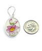 Big Pink & Yellow Flower Vintage Pottery Oval Single Drop Earrings