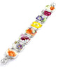 Big Bright Flowers Vintage Pottery Double Link Rectangle Bracelet - 8 1/2