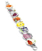 Big Bright Flowers Vintage Pottery Double Link Rectangle Bracelet - 8 1/2