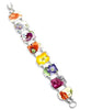 Big Bright Flowers Vintage Pottery Double Link Rectangle Bracelet - 8 1/2