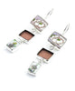 Green & Purple Floral Vintage Pottery with Purple Stained Glass Triple Drop Earrings
