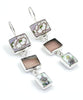Green & Purple Floral Vintage Pottery with Purple Stained Glass Triple Drop Earrings