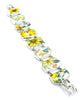 Various Yellow Flowers Vintage Pottery Double Link Rectangle Bracelet - 8