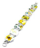 Various Yellow Flowers Vintage Pottery Double Link Rectangle Bracelet - 8