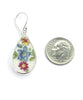 Big Blue, Pink & Yellow Flower Vintage Pottery Single Drop Earrings