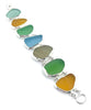Light Earth Tone Textured Sea Glass Barbell Cuff Bracelet