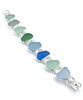 Green, Grey, Blue & Aqua Sea Glass Double Link Bracelet - 7 1/2