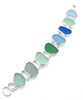Green, Grey, Blue & Aqua Sea Glass Double Link Bracelet - 7 1/2