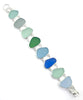 Green, Grey, Blue & Aqua Sea Glass Double Link Bracelet - 7 1/2