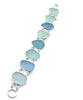 Shades of Soft Aqua Sea Glass Double Link Bracelet - 7 1/2