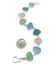 Green, Pink & Soft Blue Sea Glass Bracelet - 7 3/4