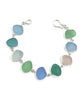 Green, Pink & Soft Blue Sea Glass Bracelet - 7 3/4