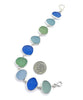 Blue, Green & Aqua Sea Glass Bracelet - 8