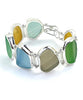 Light Earth Tone Textured Sea Glass Barbell Cuff Bracelet