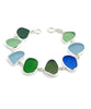 Blue, Green, Aqua and Olive Sea Glass Bracelet - 8