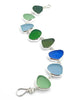 Blue, Green, Aqua and Olive Sea Glass Bracelet - 8