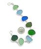 Blue, Green, Aqua and Olive Sea Glass Bracelet - 8