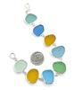 Aqua, Amber, Green and Blue Sea Glass Bracelet - 7 3/4