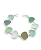 Soft Green, Clear, Olive, Grey & Aqua Sea Glass Bracelet - 8