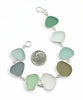 Soft Green, Clear, Olive, Grey & Aqua Sea Glass Bracelet - 8