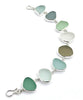 Soft Green, Clear, Olive, Grey & Aqua Sea Glass Bracelet - 8