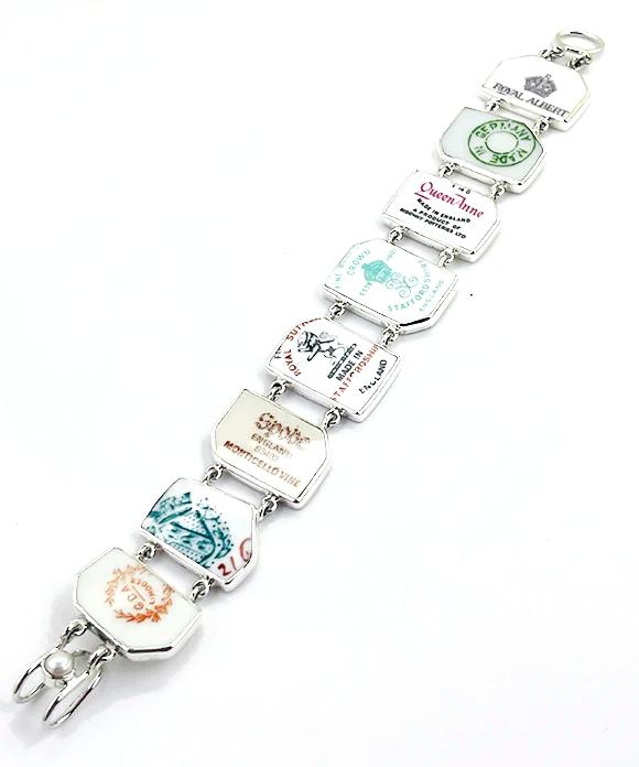 Makers Mark Vintage Pottery Double Link Shard Bracelet #2 - 7 3/4